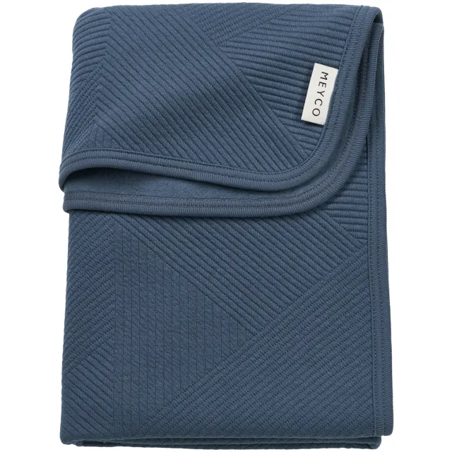 Meyco Jacquard flanel ledikantdeken donkerblauw