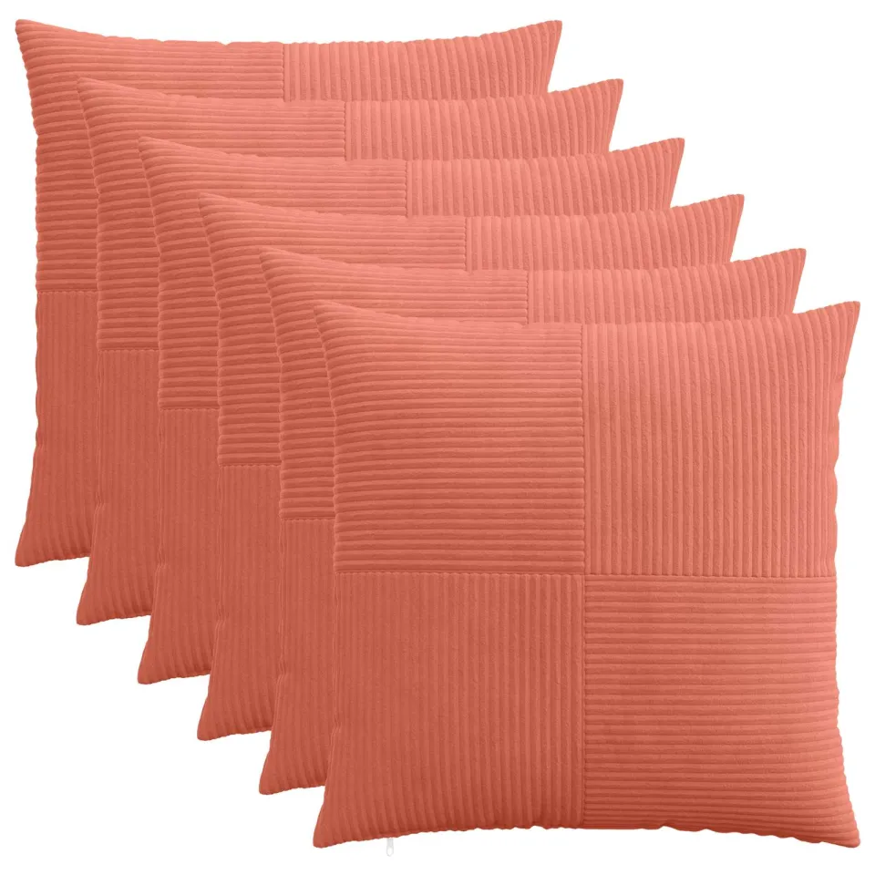 vidaXL Kussensloop 6 st ALMELO Rood-oranje 70 x 70 cm corduroy, foto 3