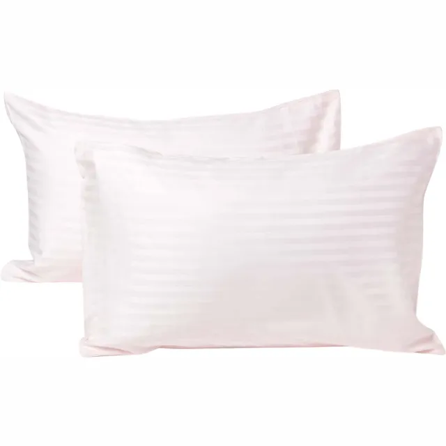 Homescapes Kinder Kussensloop 40x60 cm – Set van 2 – Roze – Satijnstreep 100% Egyptisch Katoen – OEKO-TEX®