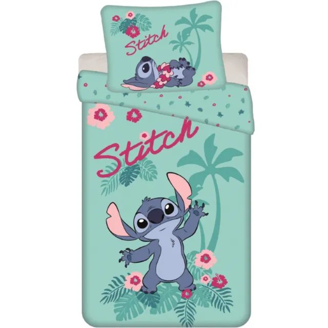 Lilo & Stitch Disney Lilo & Stitch Dekbedovertrek, Hawaï - Eenpersoons - 140 x 200 cm / 70 x 90 cm - Katoen Groen