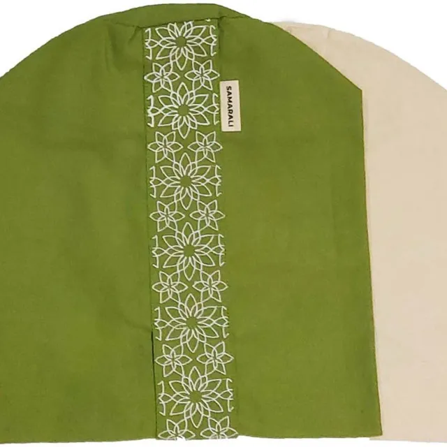 Samarali Natuurlijke Yoga Bolster Hoes - Groen - 100% Biologisch Katoen - 20x20x66 cm - Rond en Comfortabel Green