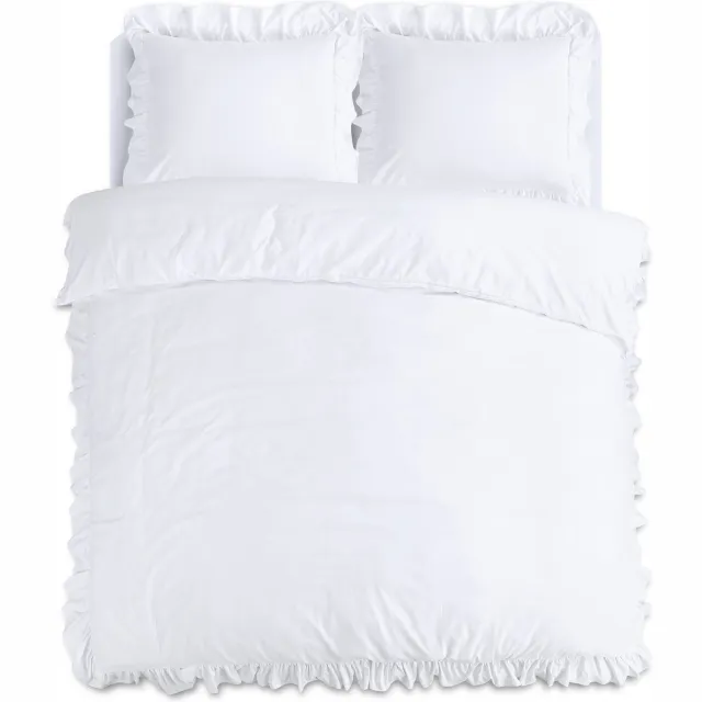 Sleeptime Ruffles Dekbedovertrek met Ruches - Inclusief 1 Kussensloop - Strijkvrij Microvezel - Wit