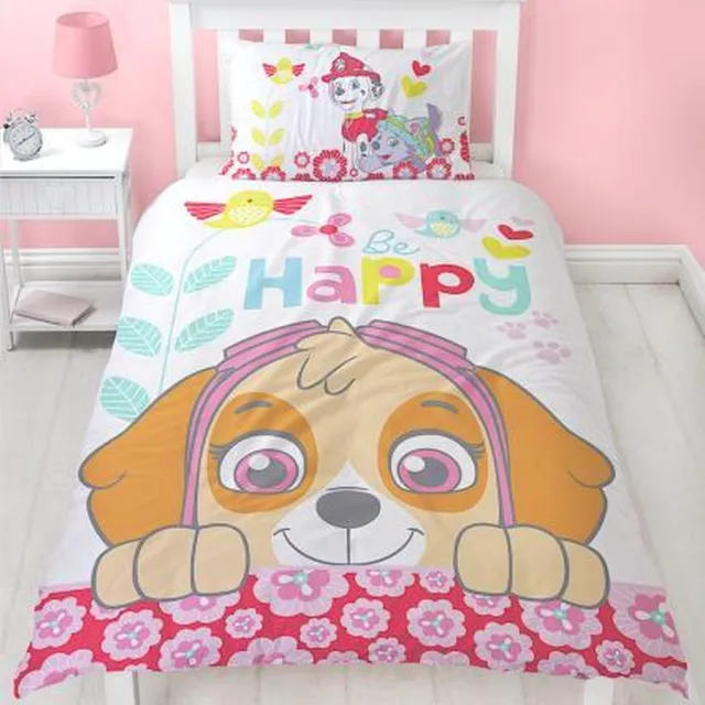 PAW Patrol Bright Dekbedovertrek Meisjes - Eenpersoons 140x200 cm - Skye & Everest - Inclusief Kussensloop - Roze/Multi