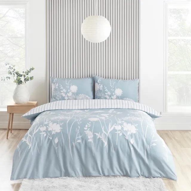 Ibenzoa Stijlvolle en omkeerbare dekbedovertrekset met bloemenpatroon Blue
