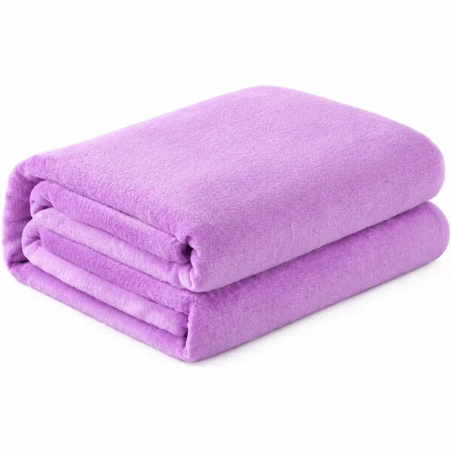 SWGOTA Paarse flanellen plaid 100 x 120 cm, effen polyester deken voor op de bank en een dutje
