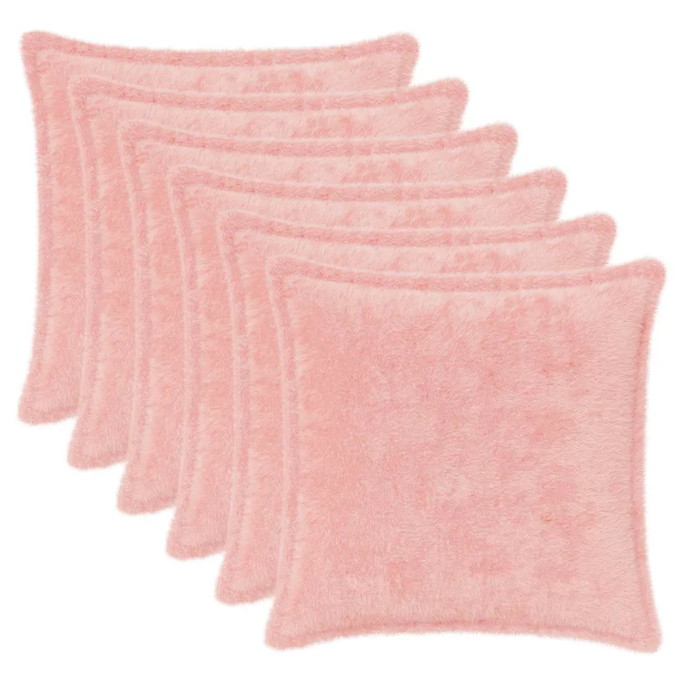 vidaXL Kussensloop 6 st HOUTEN Roze 35 x 35 cm Nep Konijnenbont