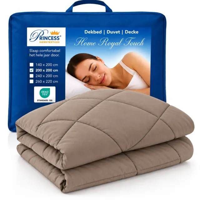 princessdekbedden Princess EazyDekbed Hoesloos Dekbed - 200x200 cm - Taupe - Warmteklasse 2 - Wasbaar - Tweepersoons