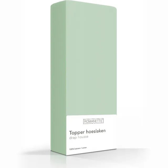 Romanette Luxe Verkoelend Katoenen Topper Hoeslaken - Mint Dustygreen