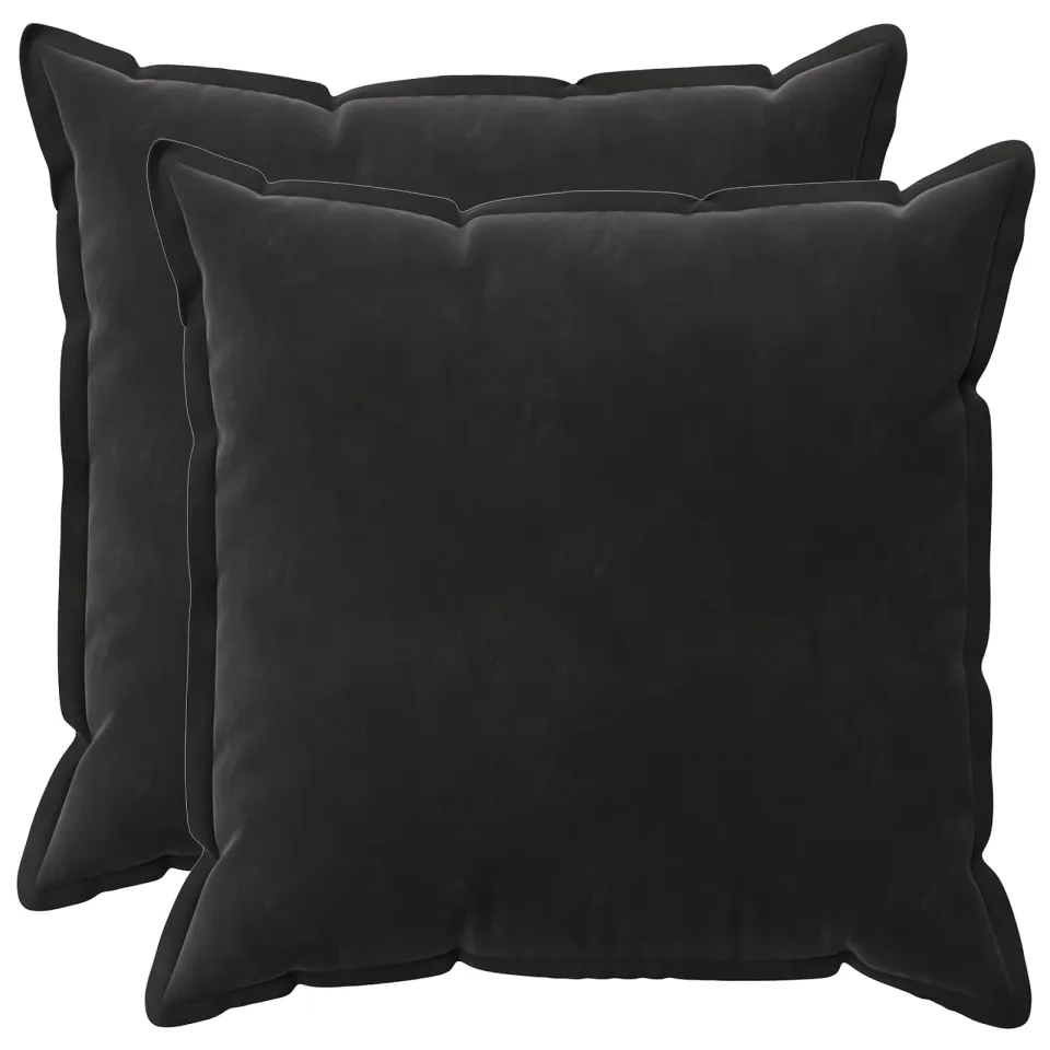 vidaXL Kussensloop 2 st HOUTEN Zwart 65 x 65 cm Fluweel, foto 3