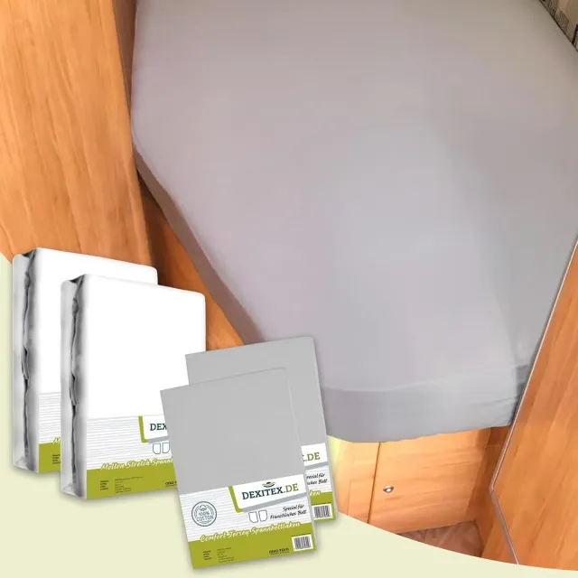 dexitex Textielpakket Frans bed 2 x Molton / 2 x hoeslaken LICHT GRIJS - LINKS 2 x molton/ 2 x Lichtgrijs hoeslaken