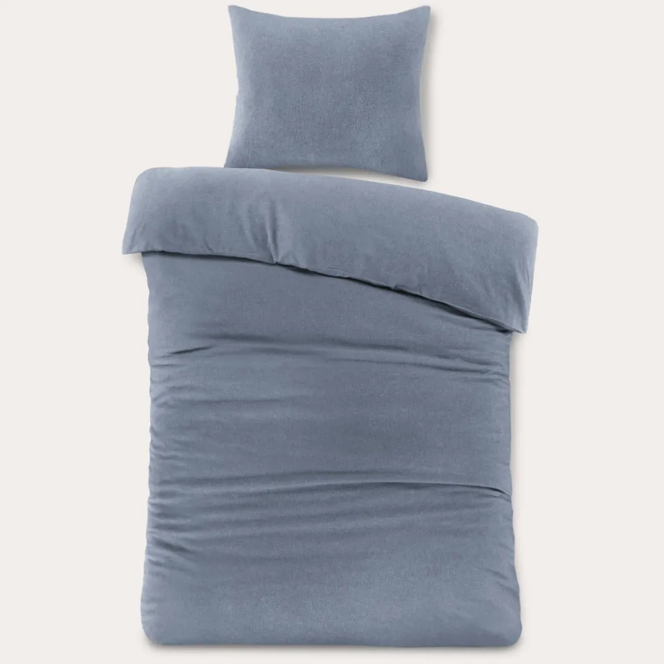 NOUS Living flanellen dekbedovertrek eenpersoons blauw, foto 3