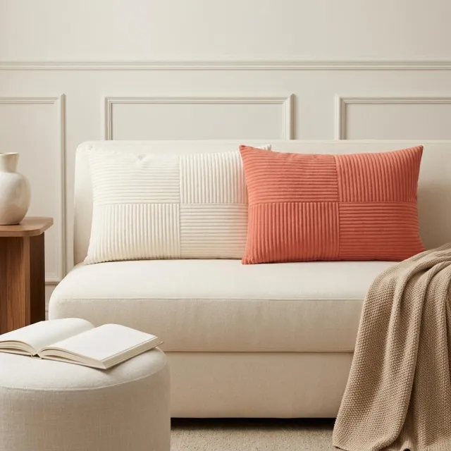 vidaXL Kussensloop 6 st ALMELO Rood-oranje 40 x 60 cm corduroy