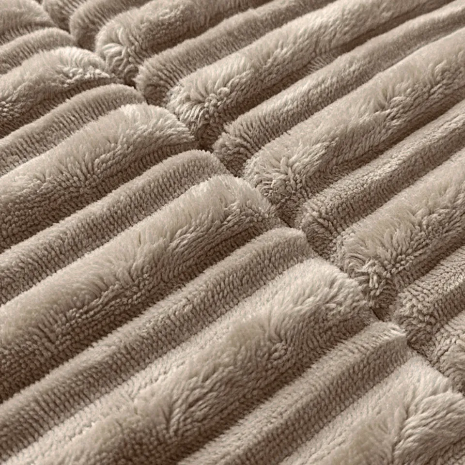 W rib fleece dekbed zonder overtrek - zand, foto 7