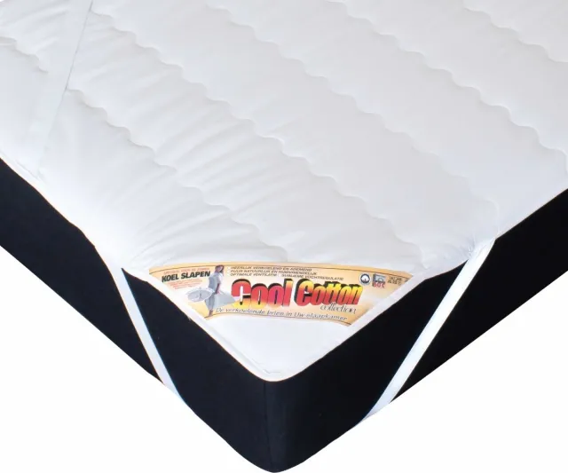 Cool Cotton Matrasbeschermer 180 x 210 cm - Verkoelende Matrastopper - 100% Puur Katoen - Ademend & Wasbaar op 60° Wit