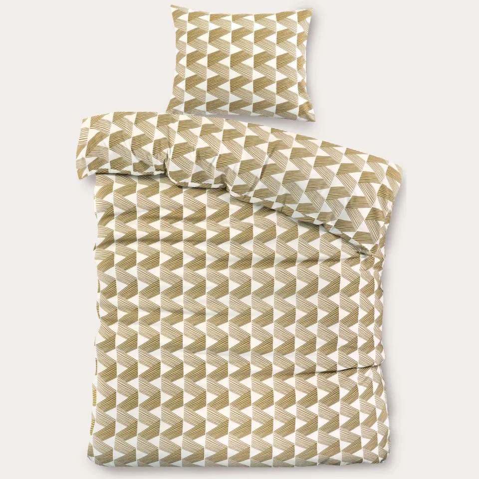 NOUS Living Zigzag Stripe katoenen dekbedovertrek beige, foto 2