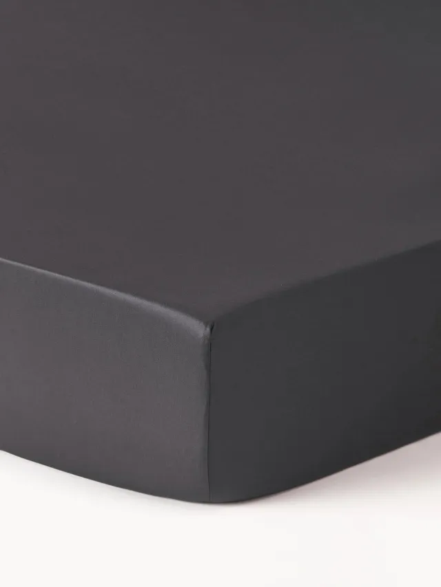 Westwing Collection Katoensatijnen topper hoeslaken Premium Grijs
