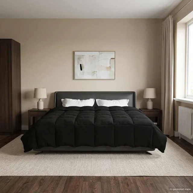 vidaXL Vol jaar dekbed 240 x 260 cm Microfiber (100% polyester) Zwart