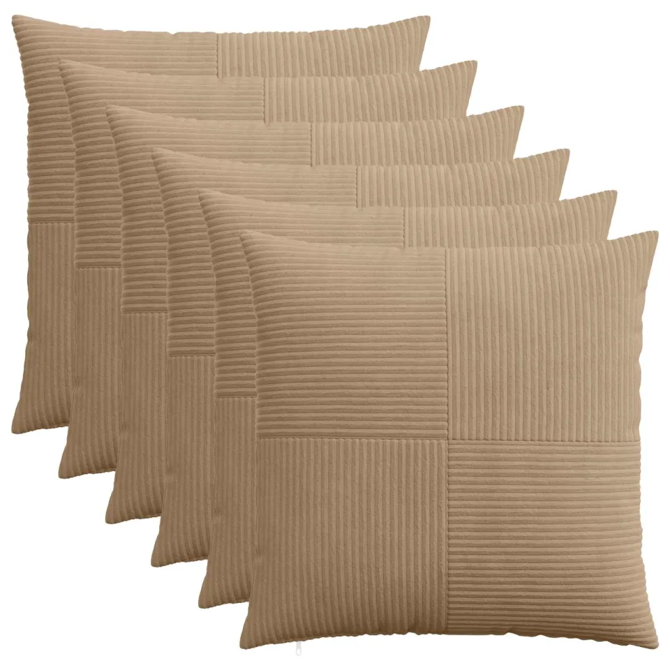 vidaXL Kussensloop 6 st ALMELO Bruin 60 x 60 cm corduroy, foto 3