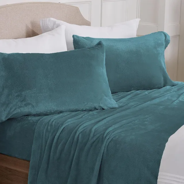 Boqingzhu Fluffy pluche hoeslaken 200 x 200 cm petroleumblauw kasjmier touch hoeslaken winter gezellig laken voor matras van 25 tot 30 cm olie