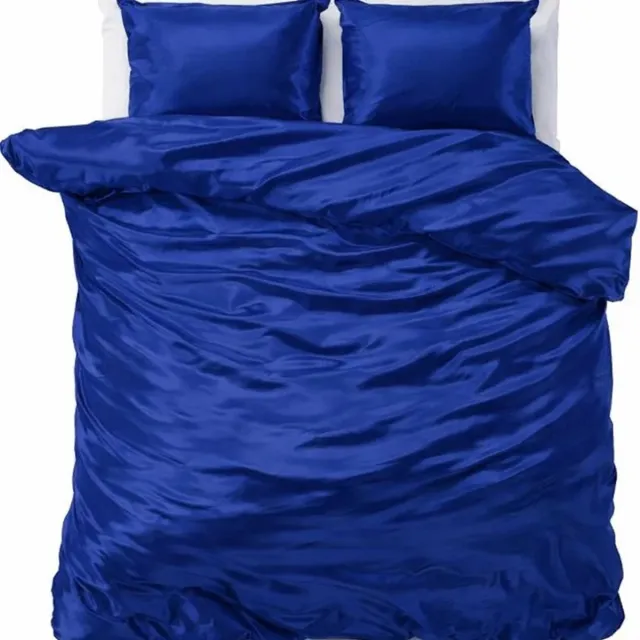 decoware Dekbedovertrek Glans Satijn 140x220 cm - Blauw - Met Kussensloop - Eenpersoons