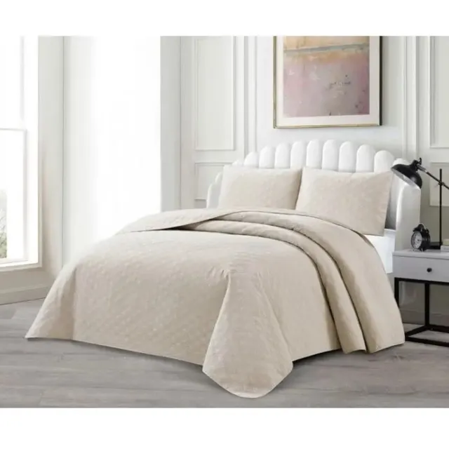 Lavella bedsprei set - Havin - 240x250 cm - beige - 3-delig katoen microvezel polyester