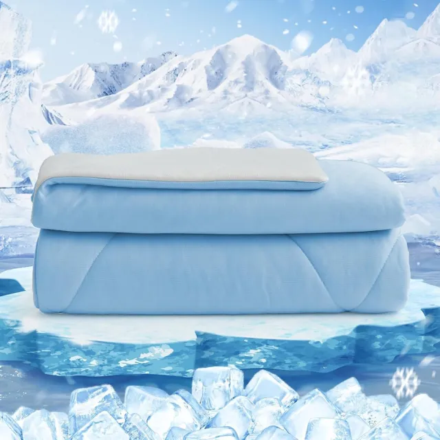 Famanu Koeldeken zomerdekbed, Q-Max > 0,4, dubbelzijdig koelend, 200 x 220 cm, blauw Neutraal