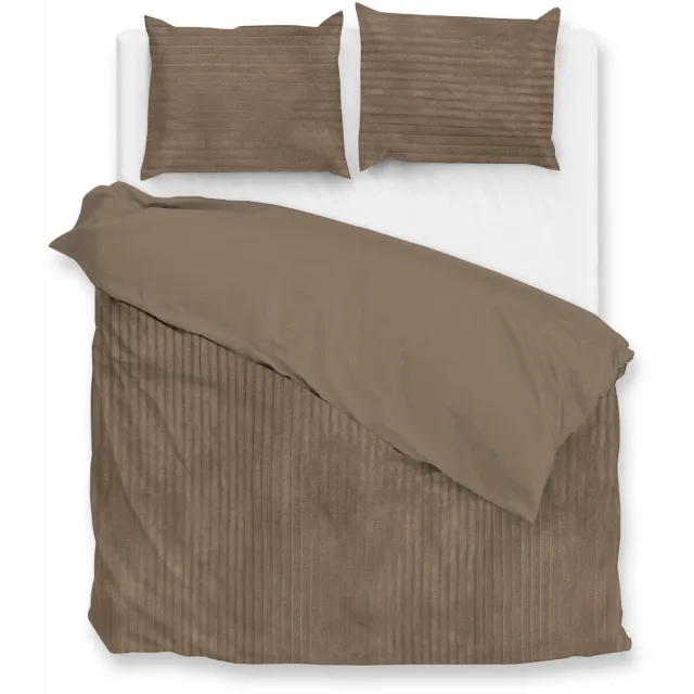 Zohome Teddy Rib Fleece Dekbedovertrek Pile di Ribcord – Dekbedovertrek - Real Taupe, foto 2