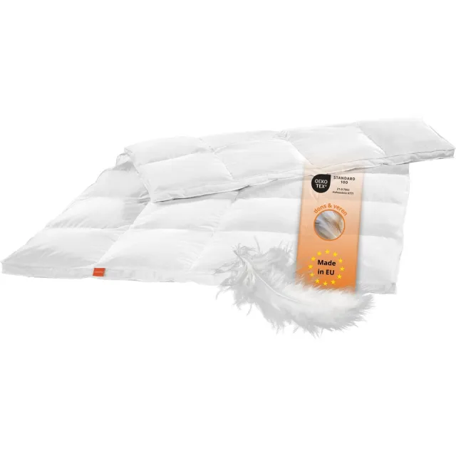 Sleepling donzen dekbed - winterdekbed 135x200 cm - extra dik dekbed met 90% dons / 10% veren - als winterdonsdekbed, extra warme verendeken of winterdekbed met dons - Downpass gecertificeerd - Made in EU - 135 x 200 cm - wit