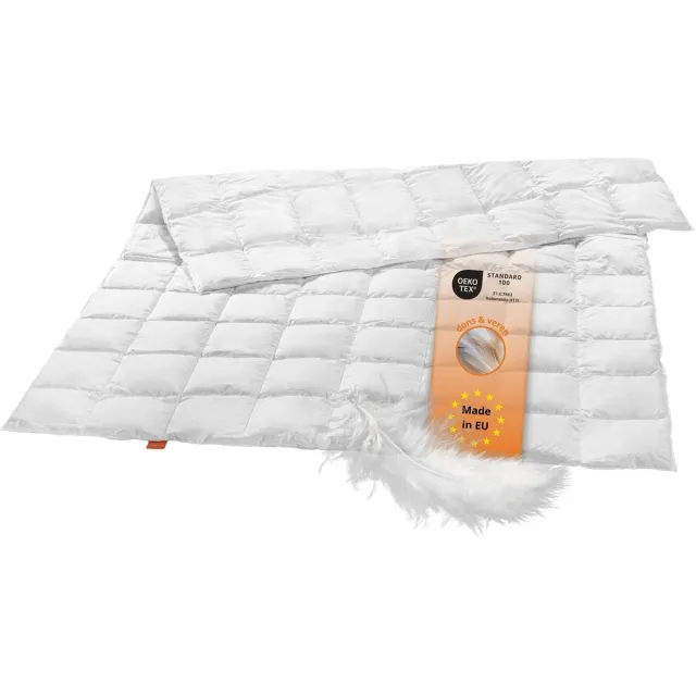 Sleepling donzen dekbed - zomerdekbed 220x240 cm - licht dekbed met 90% dons / 10% veren - als zomerdonsdekbed, licht verendekbed of zomerdeken met dons - Downpass gecertificeerd - Made in EU - 220 x 240 cm - wit