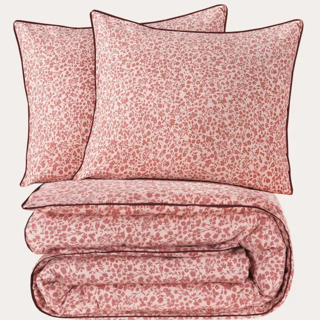 NOUS Living flanellen gebloemde 2-persoons dekbedovertrek 200x220 cm - roze