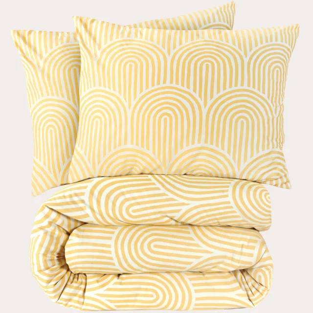 NOUS Living katoenen dekbedovertrek 2-persoons (200x220 cm) Geel