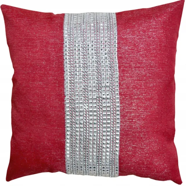 Jedeka Glamour Decoratieve Kussenhoes 50x50 cm Rood met Zilveren Accent Rood met zilveren accenten