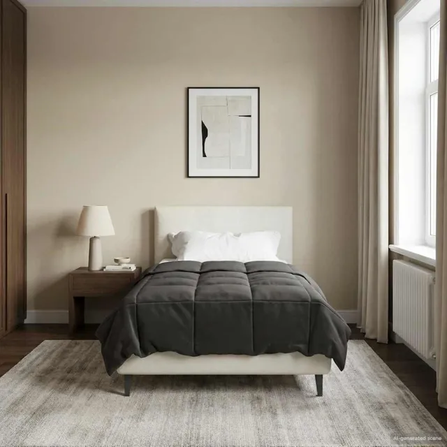 vidaXL Vol jaar dekbed 155 x 200 cm Microfiber (100% polyester) Anthraciet