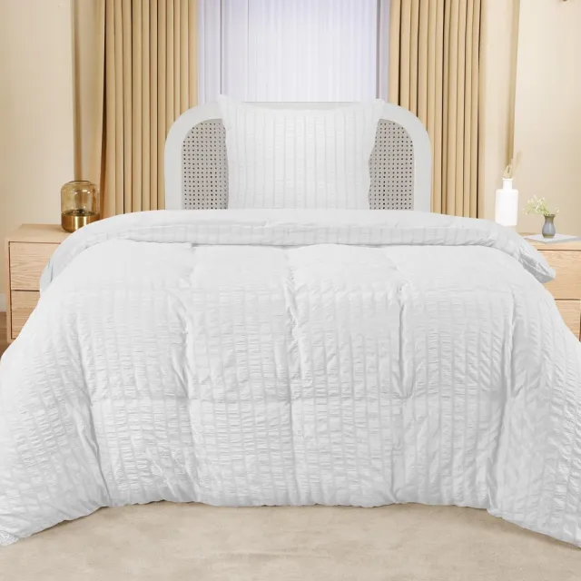 My Ninki ® Stijlvolle en Comfortabele Seersucker Beddengoedset van Luxe Microvezel Polyester wit