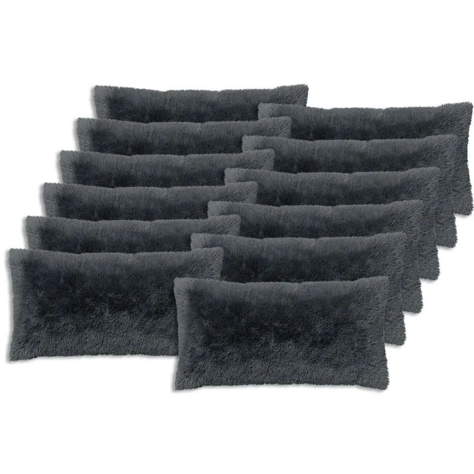 vidaXL Kussensloop 12 st HEERLEN Antracietkleurig 40 x 80 cm PV Fleece, foto 3