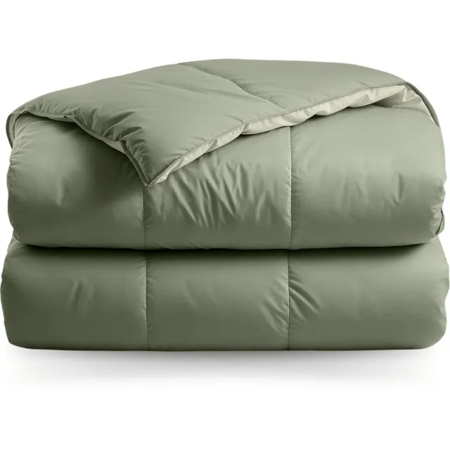Zelesta Deluxe Duo Olive & Mint 240x200 - Dekbed zonder overtrek - Eco Cloud vulling - Wasbaar hoesloos dekbed - Bedrukt dekbed - Percal katoen dekbed - All Year Winterdekbed & Zomerdekbed