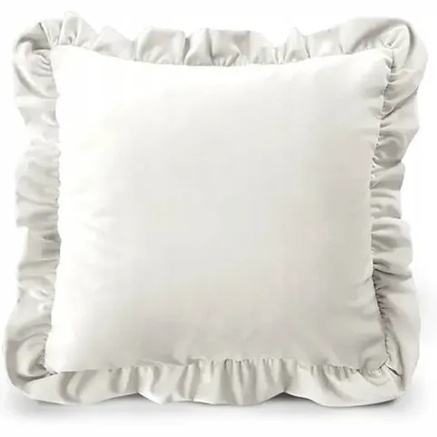 Decordruk Kussenhoes met ruches, 50x50cm, wit, fluweelzacht