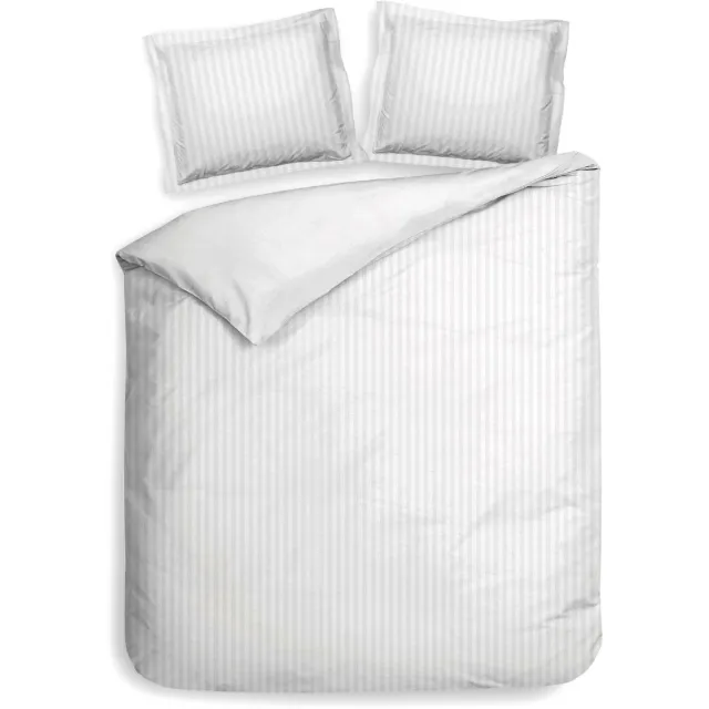 Heckettlane Dekbedovertrek Banda - Wit - 200x200-220 cm + 2 slopen 60x70 cm- Dekbedovertrek van 100% Katoen-Satijn Banda White
