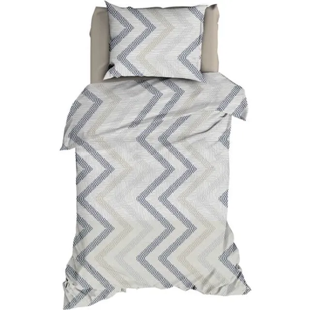 Satin d'Or Ziggo Dekbedovertrek - Eenpersoons - 140x200/220 cm - Grijs/Blauw