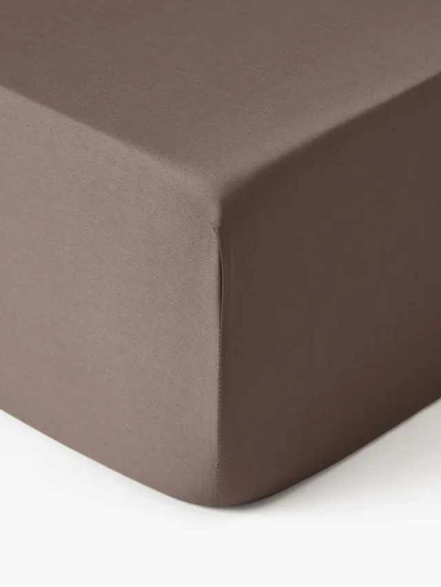 Westwing Collection Boxspring hoeslaken Comfort, katoensatijn Bruin