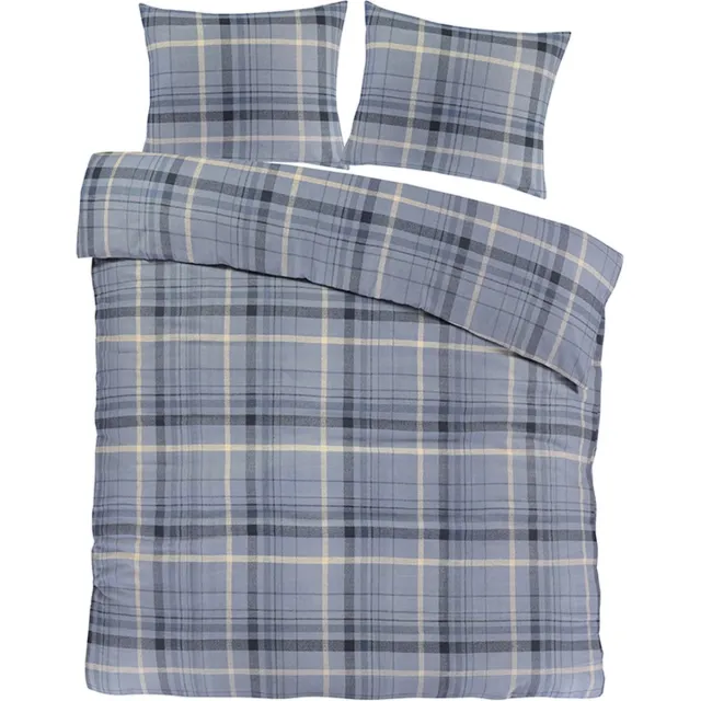Slaaptextiel Flanel Dekbedovertrek Otztal Blauw-2-persoons (200 x 200/220 cm)