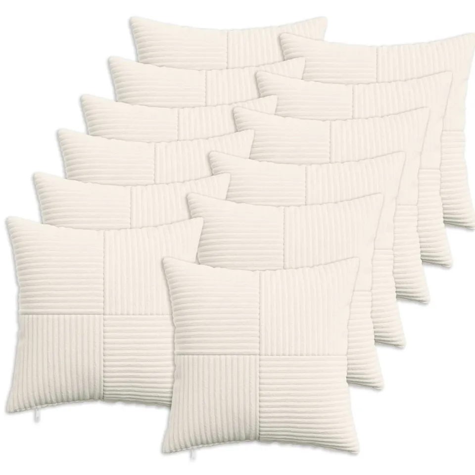 vidaXL Kussensloop 12 st ALMELO Crèmekleurig 50 x 50 cm corduroy, foto 3