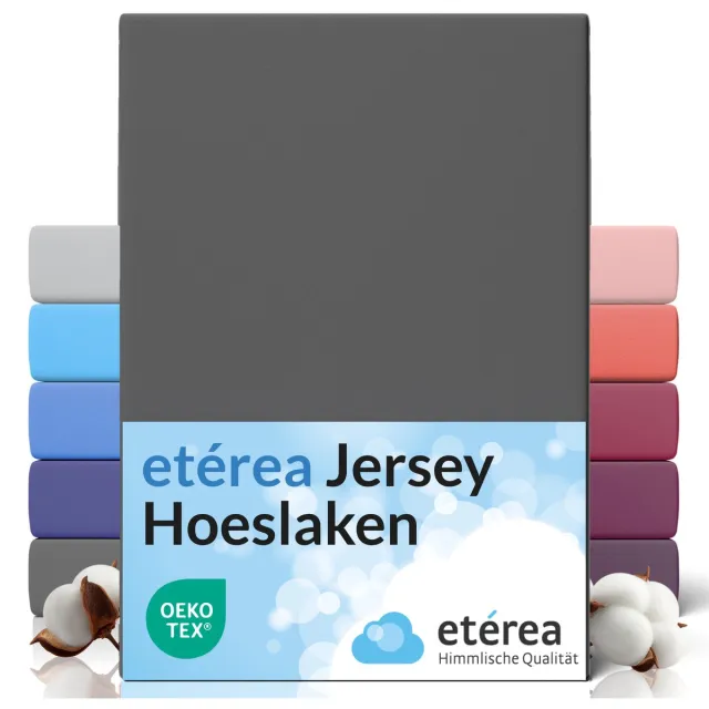 etérea Himmlische Qualität etérea Jersey Hoeslaken 100x200 - 120x200 cm Oekotex Made in Green - 100% katoen - Antraciet