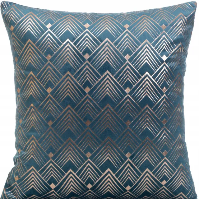 Eurofirany Decoratieve Kussensloop Velours Blauw 40x40 cm met Zilveren Print