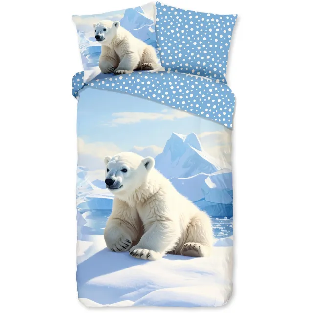 Good Morning dekbedovertrek ijsbeer - Blauw - 100% Katoen flanel Blue