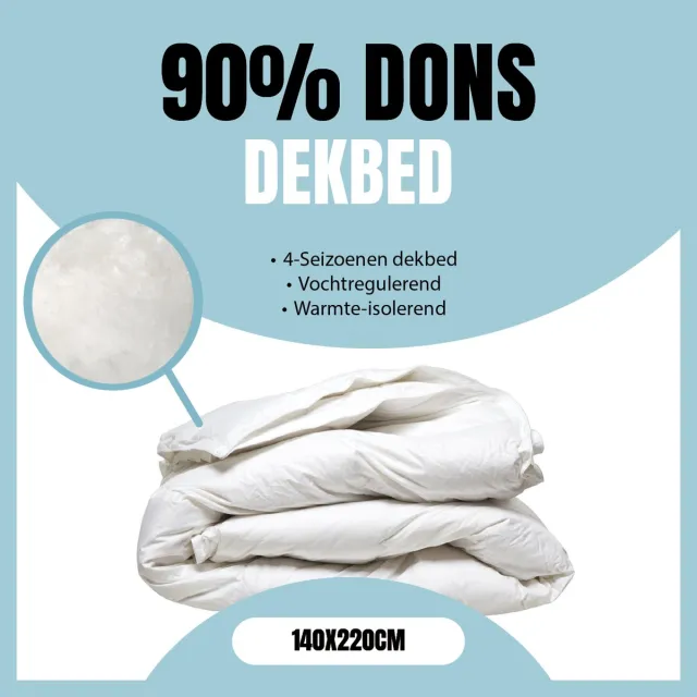 Eleganzzz 4 Seizoenen Donzen Dekbed - 140x220 cm - 90% Eendendons - Zomerdekbed & Winterdekbed - Donsdeken 140x220 - Eenpersoons Extra Lang - Dekbedden Wit