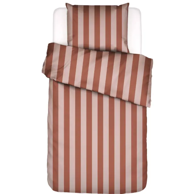Essenza Minte Stripe dekbedovertrek terracotta Terracotta - Blush pink