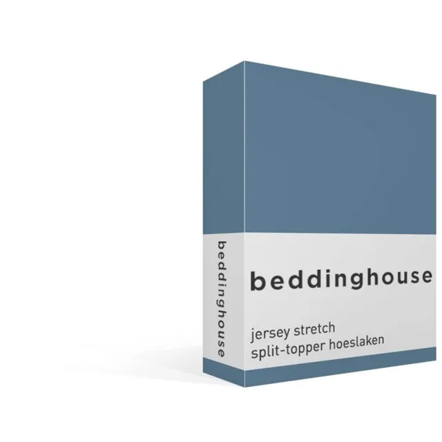 Beddinghouse katoen - Splittopper Hoeslaken - 180 x 200/220 cm Pocket depth: 25 cm Split: 85 cm - Blauw