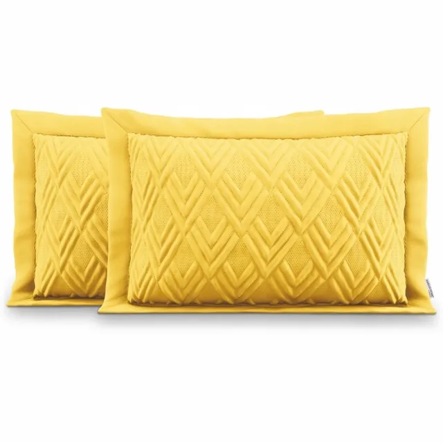 AmeliaHome Gele kussenhoezen 50x70cm met bies, 2 st geel