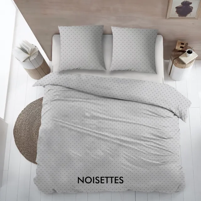 Percalino Home Paris Noisettes - Dekbedovertrek 240x220 cm - gris wit